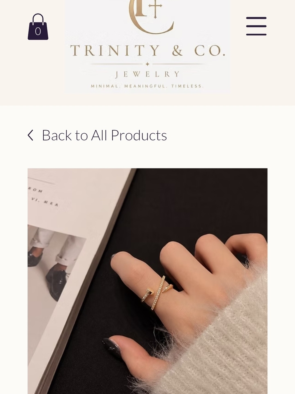 Trinity Gold Crisscross Ring with Sparkling Accents